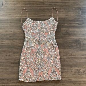 Elegant Pink Sequin Dress